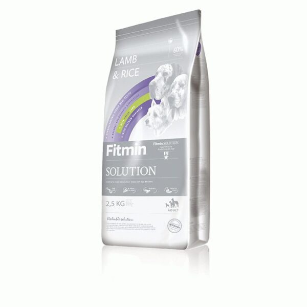 Fitmin dog Solution Lamb & Rice, сухой корм для собак всех пород с ягненком и рисом, 5 х 2.5 кг