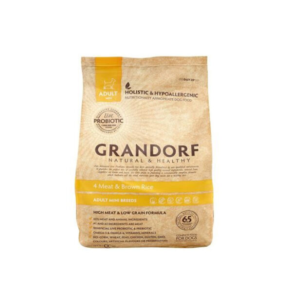 GRANDORF DOG 4 Meat&Rice PROBIOTIC MINI, сухой корм для собак мелких пород 4 мяса с рисом и пробиотиками, 3 кг