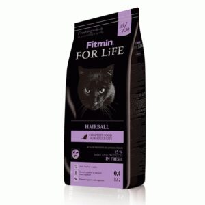 Fitmin cat For Life Hairball, корм для взрослых длинношерстных кошек, 400 гр