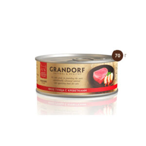Grandorf, консервы для кошек филе тунца с креветками, 70 гр