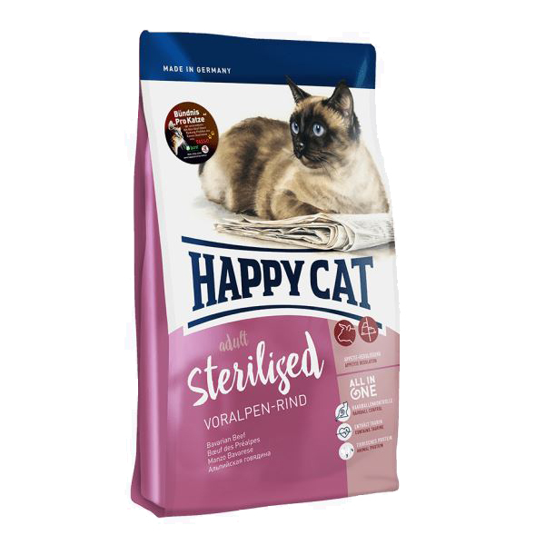 Happy Cat Sterilised, альпийская говядина сухой корм для стерилизованных кошек, 10 кг