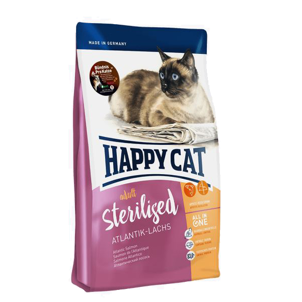 Happy Cat Sterilised, атлантический лосось сухой корм для стерилизованных кошек, 10 кг