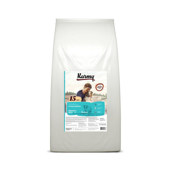 Karmy Hipoallergenic Medium & Maxi, сухой корм для взрослых собак средних и крупных пород при аллергии с ягненком, 15 кг