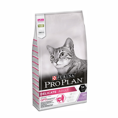 Purina Pro Plan Delicate Turkey, корм для кошек с чувствительным пищеварением и привередливых к еде с индейкой, 10 кг