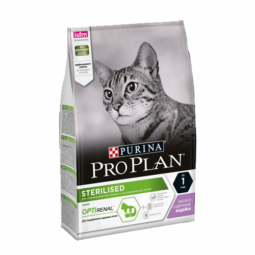 Purina Pro Plan Sterilised Turkey, корм для взрослых стерилизованных и кастрированных кошек с индейкой, 10 кг