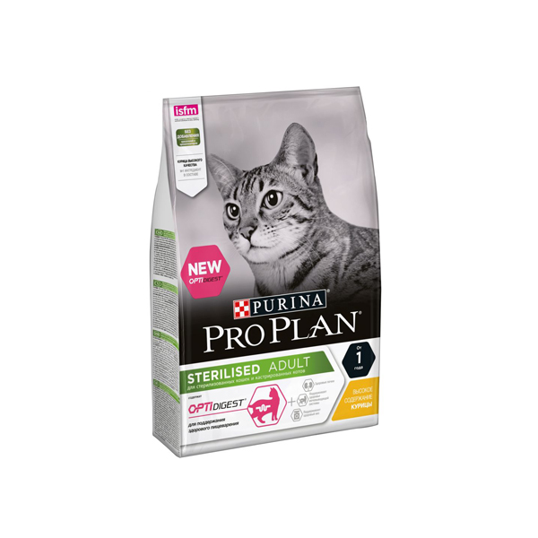 Purina Pro Plan Sterilised, Корм для взрослых кастрированных и стерилизованных кошек с курицей, 3 кг