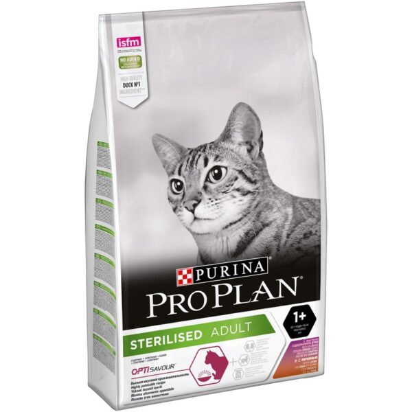 Purina Pro Plan Sterilised, корм для стерилизованных и кастрированных кошек с уткой и печенью, 10 кг