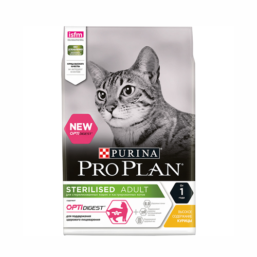 Purina Pro Plan, корм для взрослых кастрированных кошек с курицей, 10 кг